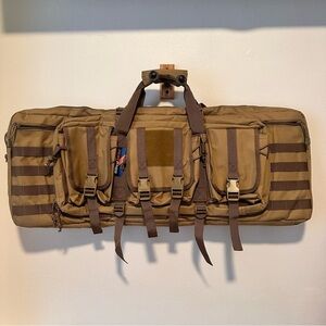 32” New! Double Rifle Case Soft Tactical Gun Bag Backpack Tan Heavy Duty